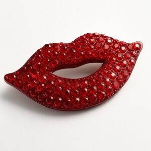 NEW Red Rhinestone Lip Brooch Pin Valentines